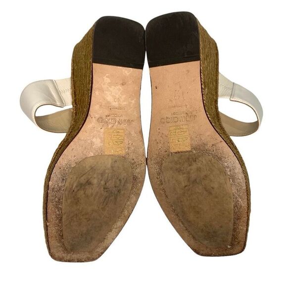 Jimmy Choo Melian 110mm Mules EU 40 Latte White Platform Wedge Leather Sandals - Picture 10 of 11